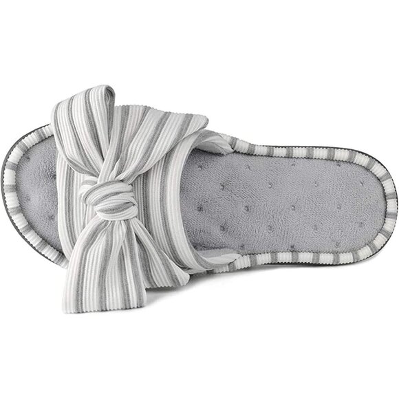 Women's Eurytides Slide Slippers Memory Foam House Gray White Shoes - Picture 4 of 8